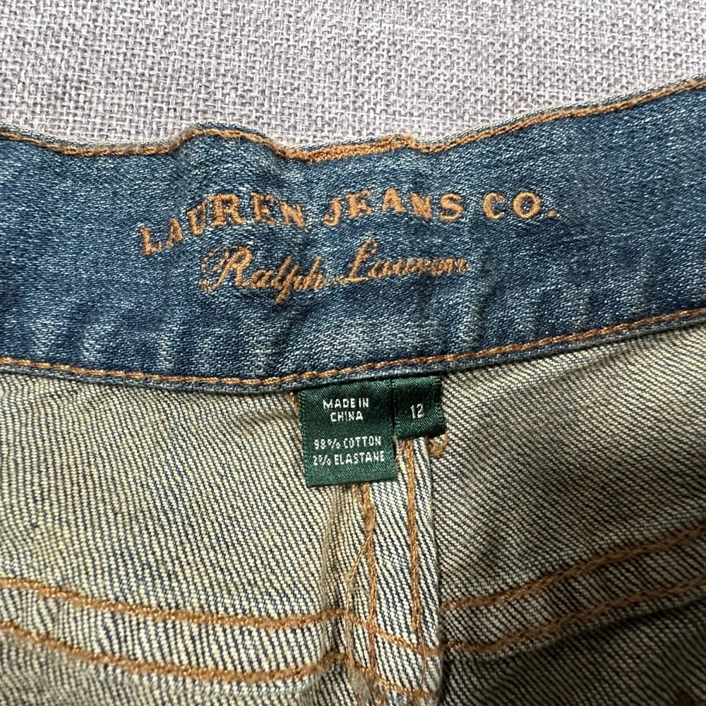 Vintage Lauren Ralph Lauren Denim Bermuda Shorts Womens 12 Chelsea Side Zip NEW